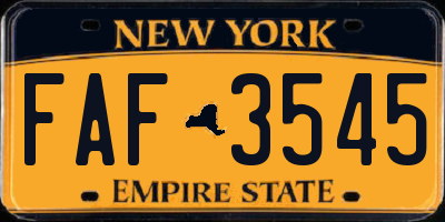 NY license plate FAF3545