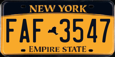 NY license plate FAF3547