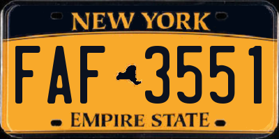 NY license plate FAF3551