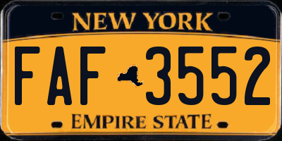 NY license plate FAF3552