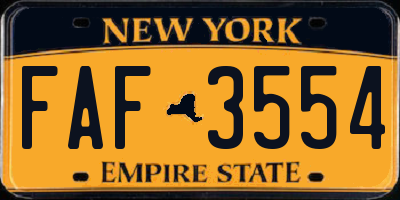 NY license plate FAF3554