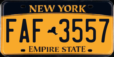 NY license plate FAF3557