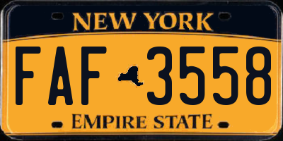 NY license plate FAF3558