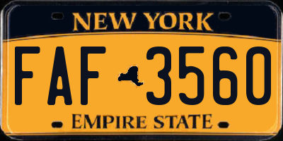 NY license plate FAF3560