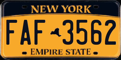 NY license plate FAF3562