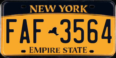 NY license plate FAF3564