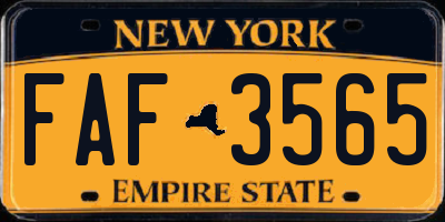 NY license plate FAF3565