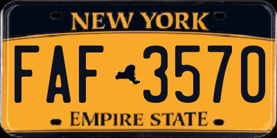 NY license plate FAF3570