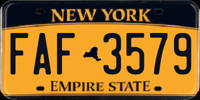 NY license plate FAF3579