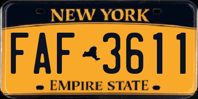 NY license plate FAF3611