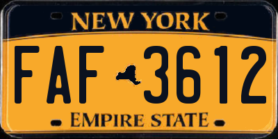 NY license plate FAF3612