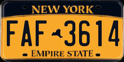 NY license plate FAF3614