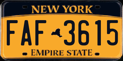 NY license plate FAF3615