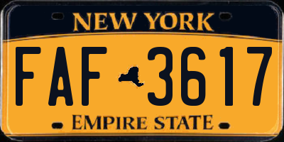 NY license plate FAF3617