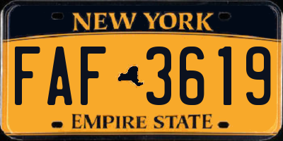 NY license plate FAF3619