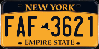 NY license plate FAF3621