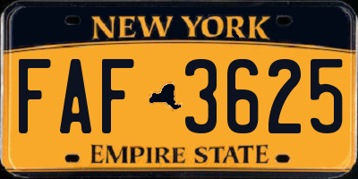 NY license plate FAF3625