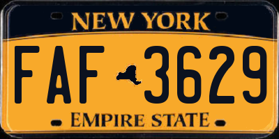 NY license plate FAF3629