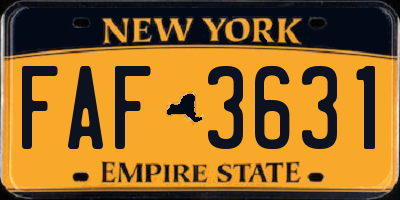 NY license plate FAF3631