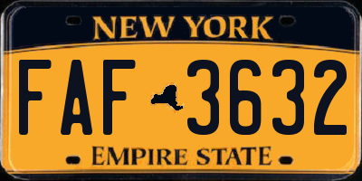 NY license plate FAF3632