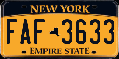 NY license plate FAF3633