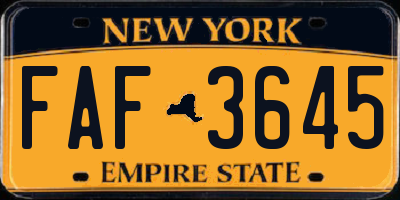 NY license plate FAF3645