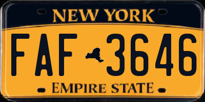 NY license plate FAF3646