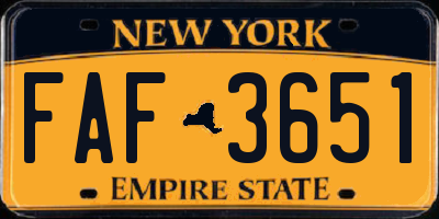 NY license plate FAF3651