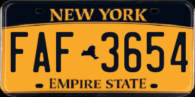 NY license plate FAF3654