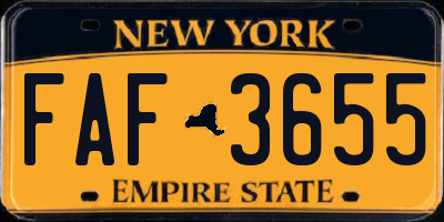 NY license plate FAF3655