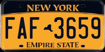 NY license plate FAF3659