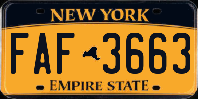 NY license plate FAF3663
