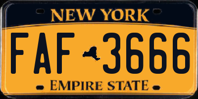 NY license plate FAF3666