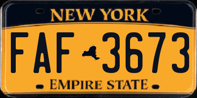 NY license plate FAF3673