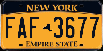 NY license plate FAF3677