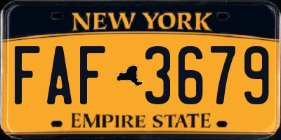 NY license plate FAF3679