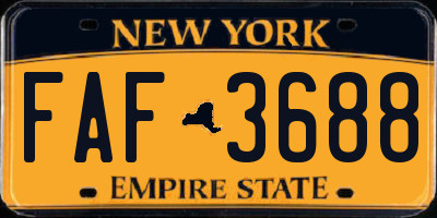 NY license plate FAF3688