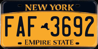 NY license plate FAF3692