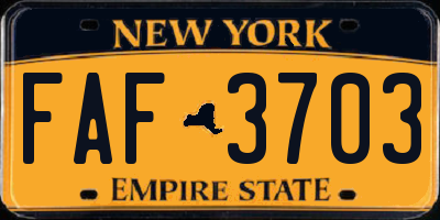 NY license plate FAF3703