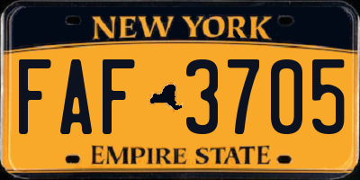 NY license plate FAF3705