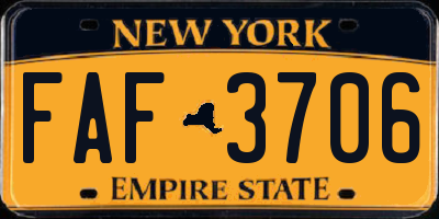 NY license plate FAF3706