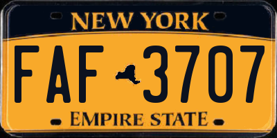 NY license plate FAF3707