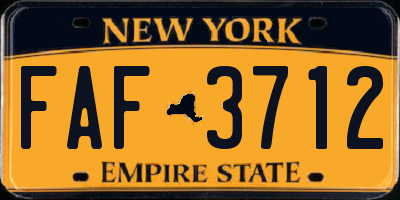 NY license plate FAF3712