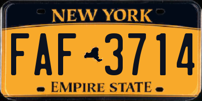 NY license plate FAF3714