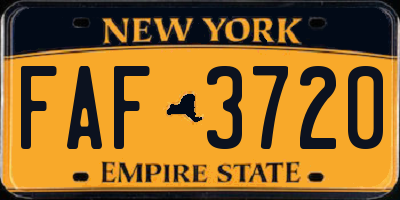 NY license plate FAF3720