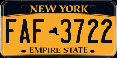 NY license plate FAF3722