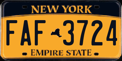 NY license plate FAF3724