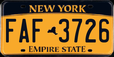 NY license plate FAF3726