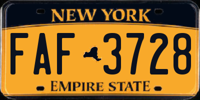 NY license plate FAF3728