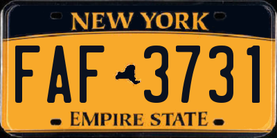 NY license plate FAF3731